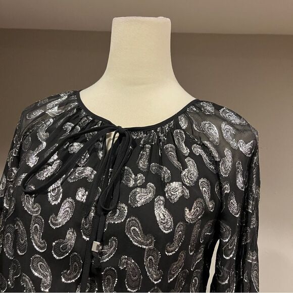 Michael by Michael Kors long sleeve Black Paisley Dress size Extra Small - Picture 2 of 14